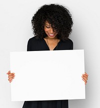 African descent woman holding placard
