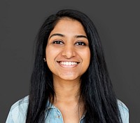 Young woman smiling studio photo