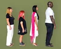 Group of diverse people standing in a row