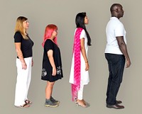 Group of diverse people standing in a row
