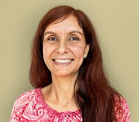 Adult woman smiling studio portrait