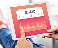 Music player application showing on a digital tablet