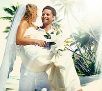 Marriage Couple Beach Wedding Happiness Concept