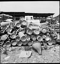 Conservation. Scrap iron and steel. House wreckers supply tons of cast iron and steel materials that can be converted into steel for the national defense production program (U.S., Route 1, Baltimore-Washington Highway, August 1941). Sourced from the Library of Congress.