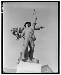 Parris Island Marine Corps. Symbol of all the men who have served in the Marine Corps through its proud history is this bronze statue erected at Parris Island base to the memory of Marines who gave their lives during the last war. Sourced from the Library of Congress.