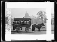 Transportation. Sight-seeing bus. Faced with a ban on motor buses for sightseeing purposes, Jimmy Grace obtained a horse-drawn bus which makes daily trips to the points of interest of the nation's capital. Sourced from the Library of Congress.