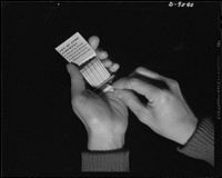 Labels. In enemy-occupied countries where matches are scarce, five tons of them have been circulated by methods which must remain military secrets for the present. They carry this message to every match lighter: "The Four Freedoms--Freedom to speak, Freedom to worship, Freedom to think, Freedom from want.". Sourced from the Library of Congress.