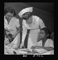 Nurse training. Nurses as well as teachers are needed in the hospital schoolroom where convalescing youngsters keep up with their school work. Sourced from the Library of Congress.
