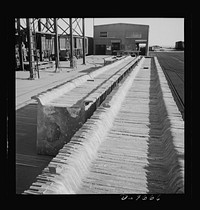 Production. Copper (refining). Sheets of copper produced by electrolysis at a large refining operation. These will be melted and cast into ingots. Large amounts of copper are produced for the war effort at the El Paso, Texas plant of Phelps-Dodge Refining Company. Sourced from the Library of Congress.