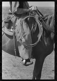 Regalia and equipment of the cowboy. Cattle ranch near Spur, Texas by Russell Lee