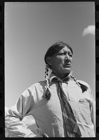 [Untitled photo, possibly related to: Jerry, famous Taos Indian, artist's model and fisherman, Taos, New Mexico] by Russell Lee
