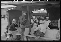 Activity at a soft drink and hamburger stand, Gonzales, Texas by Russell Lee