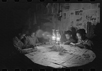 [Untitled photo, possibly related to: Pomp Hall family at dinner, Oklahoma] by Russell Lee