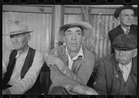 [Untitled photo, possibly related to: Spectators at stock auction at west Texas stockyards, San Angelo, Texas] by Russell Lee