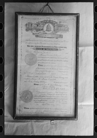 Marriage license of Faro and Doris Caudill. Notice that the license was issured in Nolan County, Texas. They came directly to Pie Town to homestead after the marriage in February of 1933. Pie Town, New Mexico by Russell Lee