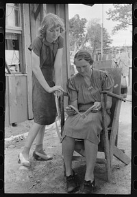 Homesteader's wife and daughter at all day Sunday visiting, Pie Town, New Mexico by Russell Lee