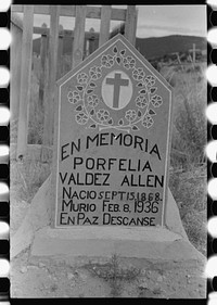 Grave in Spanish-American cemetery, Penasco, New Mexico by Russell Lee