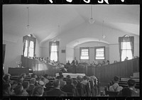 [Untitled photo, possibly related to: Mormon church on Sunday morning, Mendon, Utah] by Russell Lee