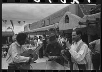 [Untitled photo, possibly related to: Spanish-American musicians at fiesta, Taos, New Mexico] by Russell Lee