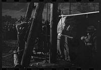 [Untitled photo, possibly related to: Miners in power drilling contest, Labor Day celebration, Silverton, Colorado] by Russell Lee