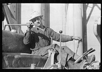 Driver of  at Shasta Dam, Shasta County, California by Russell Lee
