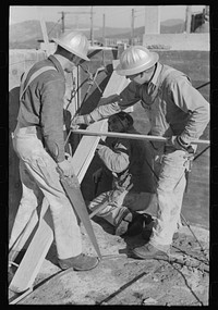 Carpenters at Shasta Dam, Shasta County, California by Russell Lee