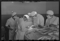 [Untitled photo, possibly related to: Operation at the Cairns General Hospital at the FSA (Farm Security Administration) farmworkers community, Eleven Mile Corner, Arizona] by Russell Lee