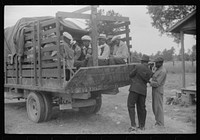 Truckload of migrants ready to leave Belcross, North Carolina for another job at Onley, Virginia. Sourced from the Library of Congress.