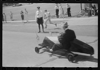 [Untitled photo, possibly related to: Entrants in soapbox auto race during July 4th celebration at Salisbury, Maryland]. Sourced from the Library of Congress.