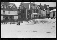 [Untitled photo, possibly related to: Children sledding in Jewett City, Connecticut]. Sourced from the Library of Congress.