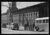[Untitled photo, possibly related to: Workers coming out of the Farrell Birmingham Foundry. Ansonia, Connecticut]. Sourced from the Library of Congress.