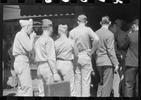 [Untitled photo, possibly related to: Soldiers from Fort Benning at the bus terminal in Columbus, Georgia]. Sourced from the Library of Congress.