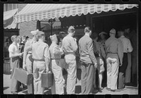 [Untitled photo, possibly related to: Soldiers from Fort Benning at the bus terminal in Columbus, Georgia]. Sourced from the Library of Congress.