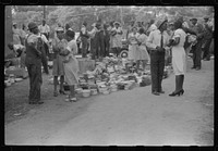 [Untitled photo, possibly related to: A sale of pots and pans in Union Point, Greene County, Georgia]. Sourced from the Library of Congress.