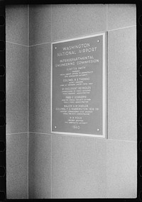 [Untitled photo, possibly related to: Plaque in the main waiting room of the municipal airport in Washington, D.C.]. Sourced from the Library of Congress.
