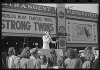 [Untitled photo, possibly related to: At a sideshow at the Rutland Fair, Rutland, Vermont]. Sourced from the Library of Congress.