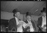 [Untitled photo, possibly related to: Ballad singers at the "World's Fair" in Tunbridge, Vermont]. Sourced from the Library of Congress.