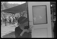 [Untitled photo, possibly related to: Eating ice cream at the "World's Fair" in Tunbridge, Vermont]. Sourced from the Library of Congress.