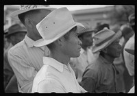 [Untitled photo, possibly related to: Yabucoa, Puerto Rico. Sugar worker at a strike meeting in Yabucoa]. Sourced from the Library of Congress.