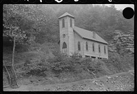 [Untitled photo, possibly related to: Church also used for union hall in coal mining town, Caples, West Virginia]. Sourced from the Library of Congress.