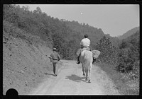[Untitled photo, possibly related to: Miner and wife taking home provisions bought at company store, Caples, West Virginia]. Sourced from the Library of Congress.