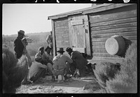es shooting craps behind tenant house, disposing of their cotton money on Saturday afternoon, Marcella Plantation, Mississippi Delta, Mississippi. Sourced from the Library of Congress.