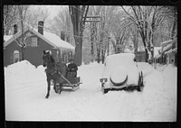Mr. G.W. Clarke coming to town to sell butter on Saturday. Woodstock, Vermont. He is seventy-one years old and has always been a resident of Vermont. Sourced from the Library of Congress.