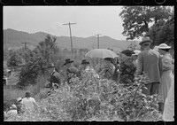[Untitled photo, possibly related to: Mountain people leaving the Primitive Baptist Church in Morehead, Kentucky and going down to the creek for a baptizing]. Sourced from the Library of Congress.