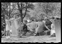 [Untitled photo, possibly related to: Friends of the deceased's family, at an annual memorial meeting in the family cemetery. In the mountains near Jackson, Kentucky. See general caption no. 1]. Sourced from the Library of Congress.