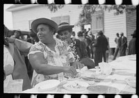 Outdoor picnic during the noon intermission of an all-day ministers and deacons meeting. Near Yanceyville, Caswell County, North Carolina. Sourced from the Library of Congress.