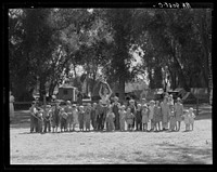Marysville camp for migrants. Supervised play for the children is part of the child welfare program at the Resettlement Administration camp. California. Sourced from the Library of Congress.