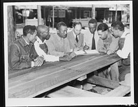 Sabine Farms homesteaders sign contract for medical care with Dr. A.O. Lee,  physician of Marshall, Texas. Sabine Farms near Marshall by Russell Lee