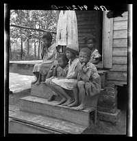 [Untitled photo, possibly related to: Turpentine worker's family near Cordele, Alabama. Father's wages one dollar a day. This is the standard of living the turpentine trees support]. Sourced from the Library of Congress.