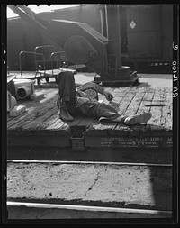 [Untitled photo, possibly related to: Scene in railroad yard. Sacramento, California]. Sourced from the Library of Congress.